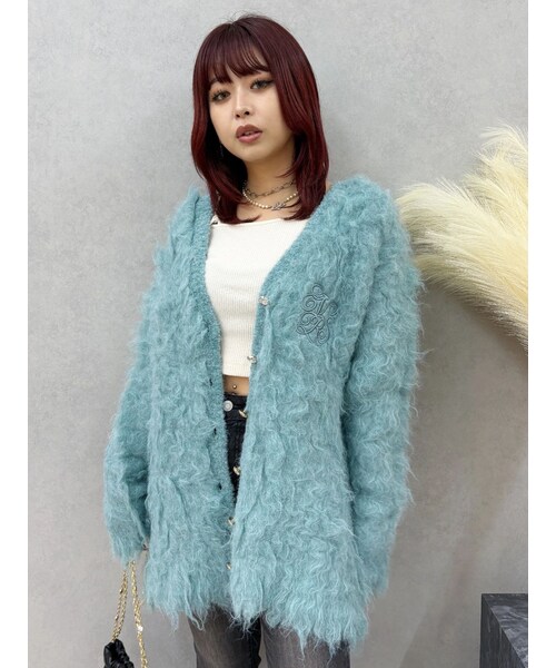 EVRIS（エヴリス）の「ビジューシャギーニットカーディガン（カーディガン/ボレロ・レディース・ホワイト/ピンク/ブルー・F）」の10枚目の写真