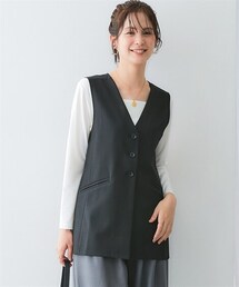 7days Life Styling | 落ち感ドレープ素材ミドル丈フレアジレ（タテヨコストレッチ・しわになりにくい・速乾・ＵＶカット）＜大きいサイズ有＞(ベスト)