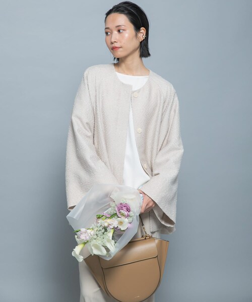 URBAN RESEARCH ROSSO(アーバンリサーチロッソ)の「CHIGNON ネップツイードコート(テーラードジャケット・レディース・LBEIGE/BLACK・Free)」の22枚目の写真