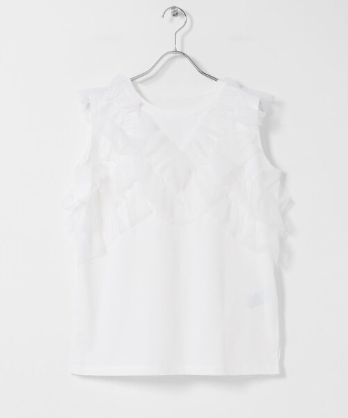 SENSE OF PLACE by URBAN RESEARCH(センスオブプレイスバイアーバンリサーチ)の「フリルデザインカットトップ(Tシャツ/カットソー・レディース・OFF WHITE/BLACK/BEIGE・One)」の10枚目の写真