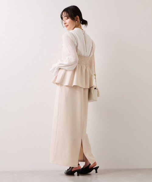 VIS（ビス）の「【WEB限定】美easyコンフォートツイルペプラム切替キャミワンピース/イージーケア・UVケア（ワンピース・レディース・グレー/ベージュ/ネイビー・F）」の9枚目の写真