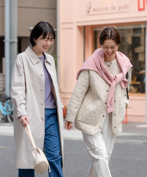 URBAN RESEARCH DOORS（アーバンリサーチドアーズ）の「塩縮コットンステンカラーコート（ステンカラーコート・レディース・LIGHT GRAY/BEIGE・M）」の4枚目の写真