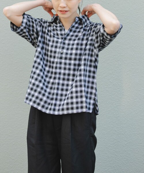 URBAN RESEARCH DOORS（アーバンリサーチドアーズ）の「FORK&SPOON　コットンレーヨンチェックシャツ（シャツ/ブラウス・レディース・OFFｘBLK/CCLｘBRN・1）」の7枚目の写真