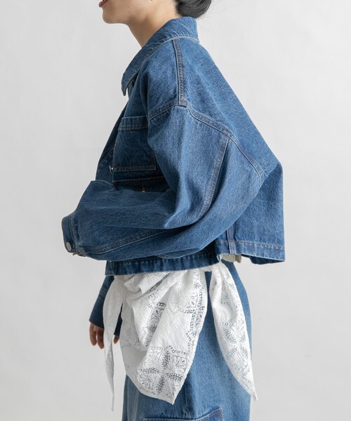 KBF（ケイビーエフ）の「WIDEデニムジャケット（デニムジャケット・レディース・BEIGE/BLUE・one）」の14枚目の写真