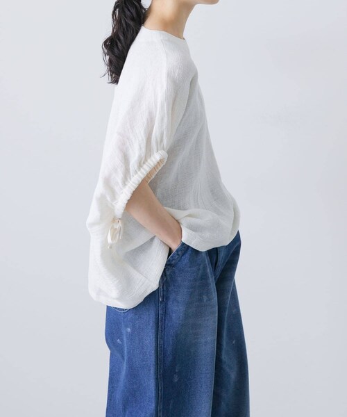 かぐれ（カグレ）の「パナマギャザースリーブプルオーバー（その他トップス・レディース・IVORY/NAVY・FREE）」の6枚目の写真