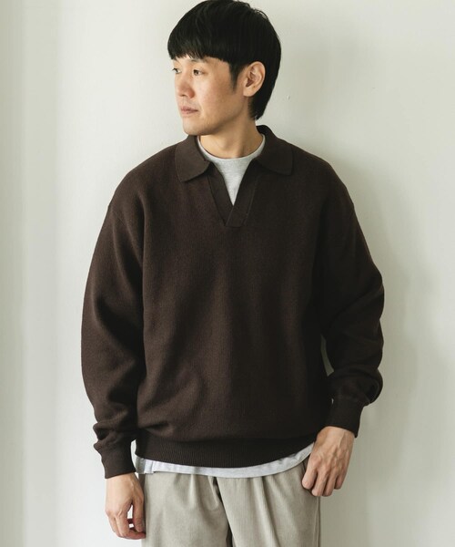URBAN RESEARCH DOORS(アーバンリサーチドアーズ)の「『一部WEB限定カラー』コットンウール スキッパーニット(ニット/セーター・メンズ・NAVY/CHARCOAL/BROWN・M/L)」の19枚目の写真