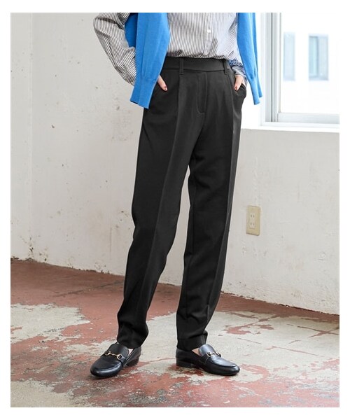 nissen（ニッセン）の「大きいサイズ こなれBEAUTYストレッチテーパードパンツ（ゆったりヒップ）(選べる２レングス)（パンツ・レディース・スモーキーグリーン/グレイッシュブルー/ネイビー/黒/オフホワイト・L/LL/3L/4L/5L/6L/8L/10L）」の19枚目の写真