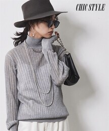 nissen | 大きいサイズ ハイネックシアーニットプルオーバー シックスタイル(ニット/セーター)