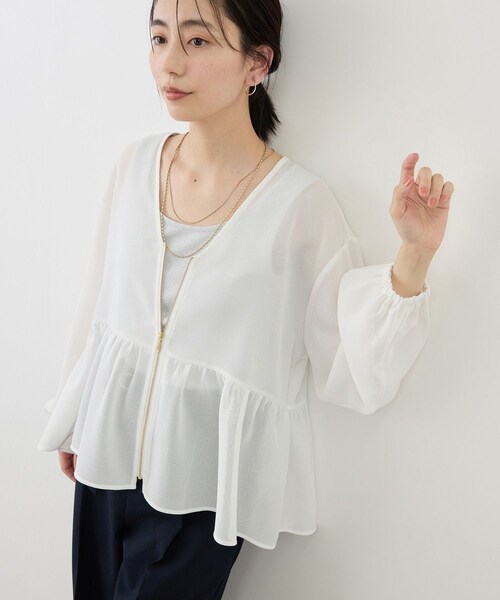 ROPE' PICNIC(ロペピクニック)の「メッシュペプラムブルゾン(ブルゾン・レディース・ブラック/ホワイト/ベージュ系/ネイビー・F)」の19枚目の写真