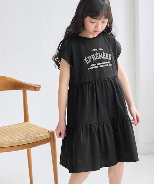 ROPE' PICNIC（ロペピクニック）の「【KIDS/キッズ】ロゴティアードカットソーワンピース（ワンピース・キッズ・ブラック/ピンク・L/M/S）」の3枚目の写真