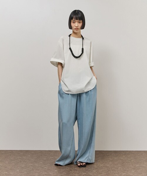 ADAM ET ROPE'(アダムエロペ)の「【追加】・【サステナブル】タイプライターTEEブラウス(シャツ/ブラウス・レディース・ブラック/ホワイト/ピンク/カーキ/ピンク系・F)」の7枚目の写真