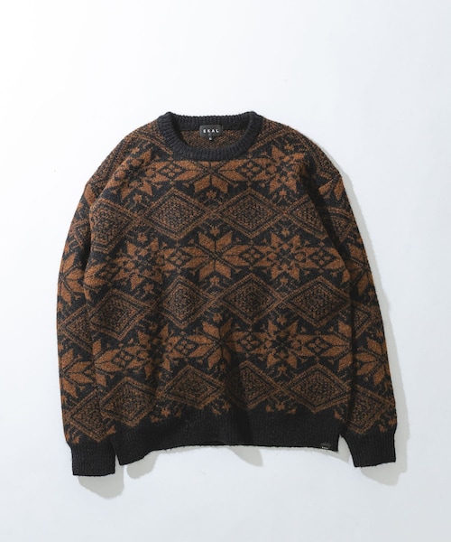 EKAL(エカル)の「ノルディックニットプルオーバー(ニット/セーター・メンズ・ブラウン/レッド・M/L)」の1枚目の写真
