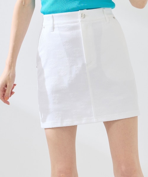 ROPE'（ロペ）の「格子ジャガードAラインスカート/吸水速乾（スカート・レディース・ブラック/ホワイト/ネイビー/ターコイズ・L/M/S）」の2枚目の写真