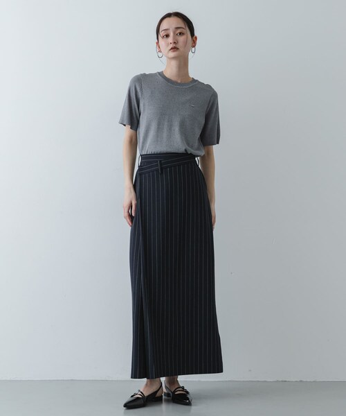 SENSE OF PLACE by URBAN RESEARCH（センスオブプレイスバイアーバンリサーチ）の「『洗濯可』プレートツキニットTシャツ(半袖)（ニット/セーター・レディース・IVORY/BLACK/GRAY・One）」の20枚目の写真