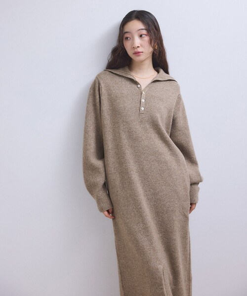 ADAM ET ROPE'（アダムエロペ）の「【WEB限定】2WAYニットポロワンピース（ワンピース・レディース・チャコール/グレー/ブラウン・F）」の3枚目の写真