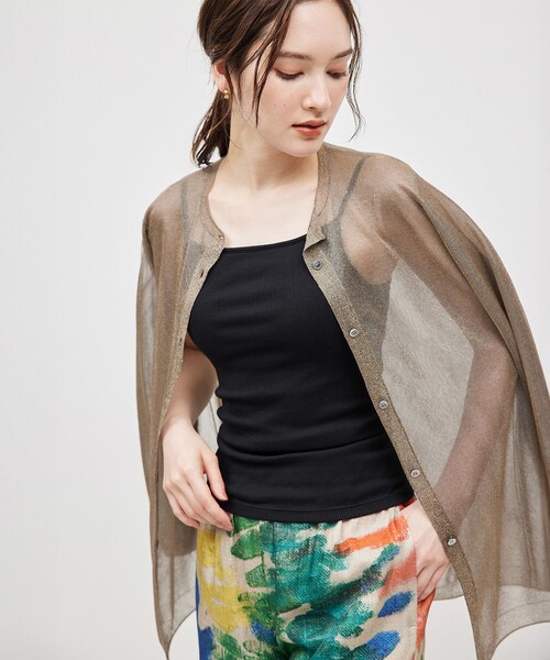 ROPE'（ロペ）の「コットンシルク丸胴テレコカップ付きキャミソール（キャミソール・レディース・ブラック/オフホワイト/ワイン・F）」の4枚目の写真