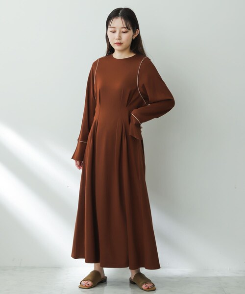 SENSE OF PLACE by URBAN RESEARCH（センスオブプレイスバイアーバンリサーチ）の「ウエストタックカットワンピース（ワンピース・レディース・BROWN/GREIGE/BLACK・one）」の18枚目の写真