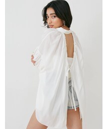 GYDA | BACK OPENギャザースリーブシャツ(シャツ/ブラウス)