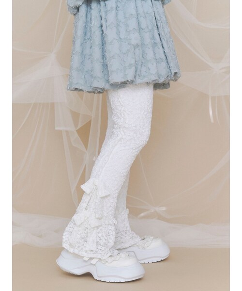 merry jenny（メリージェニー）の「サイドリボンレースパンツ（その他パンツ・レディース・オフホワイト/ブラック・F）」の3枚目の写真