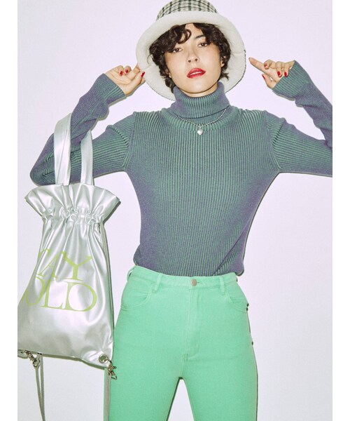 jouetie（ジュエティ）の「ベーシックカラータートル（ニット/セーター・レディース・アイボリー/ブラック/レッド/ピーチ/グリーン/ブルー/パープル・M）」の5枚目の写真