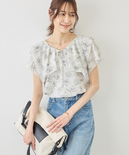 ROPE' PICNIC(ロペピクニック)の「花柄フェミニンブラウス(シャツ/ブラウス・レディース・オフホワイト/サックス/イエロー・F)」の13枚目の写真