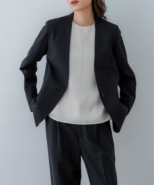 URBAN RESEARCH（アーバンリサーチ）の「『2サイズ展開』ノーカラージャケット（ノーカラージャケット・レディース・BEIGE/BLACK/NAVY・36/38）」の6枚目の写真