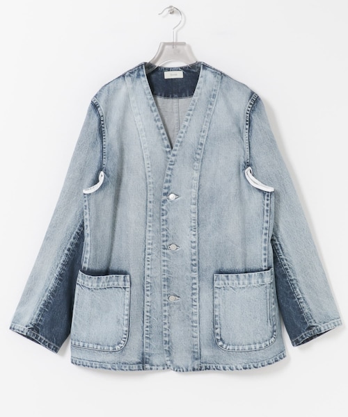 URBAN RESEARCH(アーバンリサーチ)の「Nomat TWO-TONE DENIM PIPING JACKET(デニムジャケット・レディース・SAX BLUE・2)」の2枚目の写真