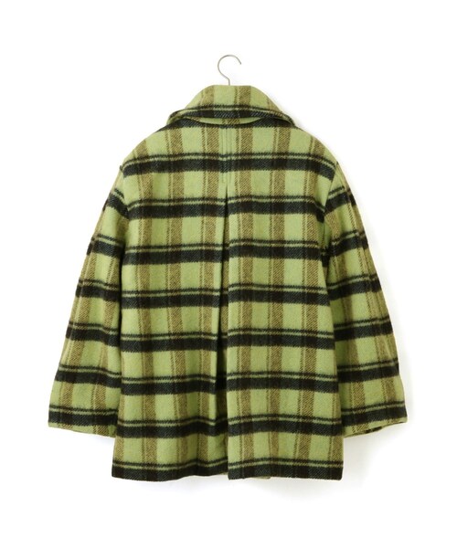 ADAM ET ROPE'(アダムエロペ)の「【J'aDoRe限定】【GANNI(ガニー)】Brushed Wool Check Midi Coat(ピーコート・レディース・ライトグリーン・36)」の3枚目の写真