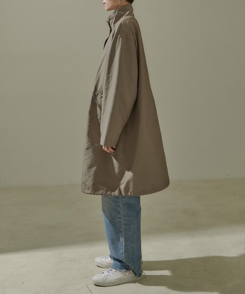 ADAM ET ROPE'（アダムエロペ）の「[24SS]ミリタリースタンドカラーコート/モッズコート【撥水加工・洗える】（ミリタリージャケット・レディース・ブラウン系/オフホワイト・F）」の21枚目の写真