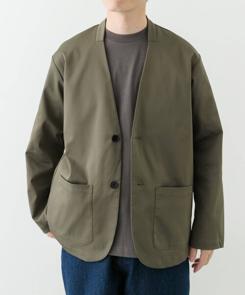 ITEMS URBANRESEARCH（アイテムズ アーバンリサーチ）の「『セットアップ対応』マシンウォッシャブルピケノーラペルジャケット（テーラードジャケット・メンズ・BLK/KHK/NVY・M/L）」の2枚目の写真