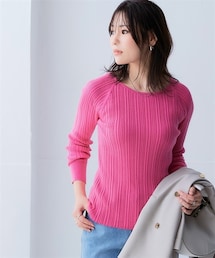 nissen | 綿１００％クルーネックランダムリブニット＜大きいサイズ有＞(ニット/セーター)