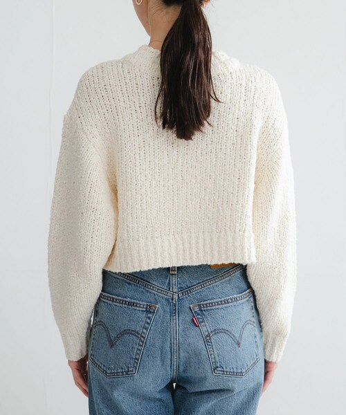 URBAN RESEARCH（アーバンリサーチ）の「バルキーブークレニット（ニット/セーター・レディース・OFF WHITE/PINK/BLACK MIX・Free）」の6枚目の写真