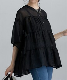 nissen | シアー素材半袖シャツ(シャツ/ブラウス)