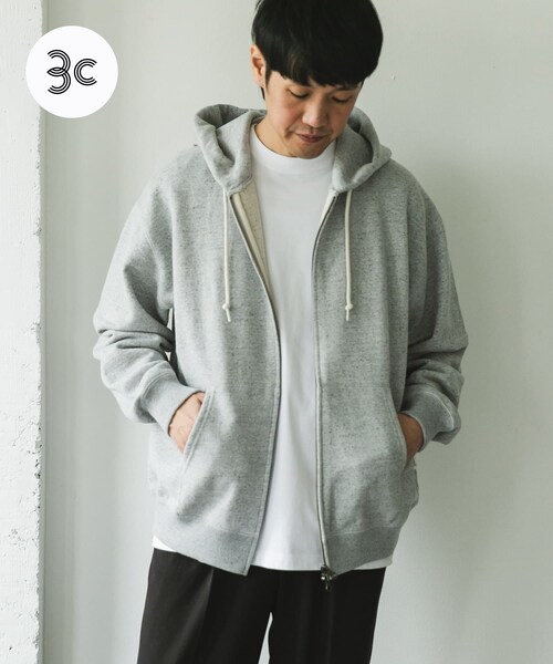 URBAN RESEARCH DOORS(アーバンリサーチドアーズ)の「commpost 反毛裏毛ジップフーディ(パーカー・メンズ・TOP GRAY・M/L/XL)」の20枚目の写真
