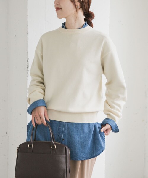 URBAN RESEARCH DOORS(アーバンリサーチドアーズ)の「『仁村紗和さん着用』『UR TECH 200日ニット』スウェットライクプルオーバー(ニット/セーター・レディース・L.GRAY/MINT/ORANGE/BROWN/OFF/D.RED/杢CHARCOAL・M)」の13枚目の写真