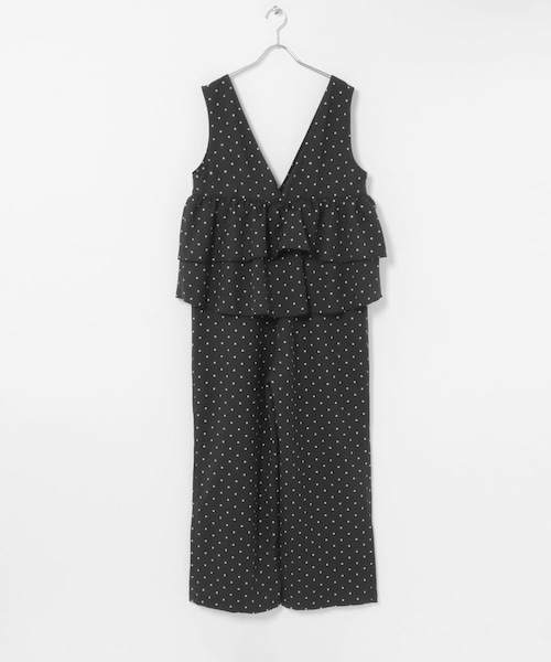 URBAN RESEARCH Sonny Label（アーバンリサーチサニーレーベル）の「『WEB限定』レイヤードフリルオールインワン（つなぎ/オールインワン・レディース・ブラック/グレー/ドット・36/38）」の3枚目の写真