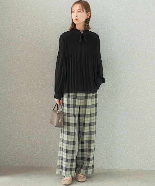 URBAN RESEARCH ROSSO（アーバンリサーチロッソ）の「カラーチェックワイドパンツ（その他パンツ・レディース・BLACK/GREEN・36/38）」の7枚目の写真