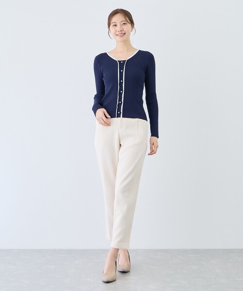 Jayro（ジャイロ）の「配色Vネックリブニット（ニット/セーター・レディース・ホワイト系/ネイビー/ブルー系・M）」の20枚目の写真