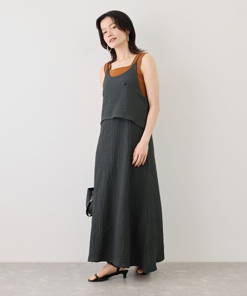 ROPE' PICNIC(ロペピクニック)の「【BEVERLYHILLS POLO CLUB】ふくれジャガードキャミワンピース(ワンピース・レディース・ブラック/キナリ/ブラウン・F)」の7枚目の写真