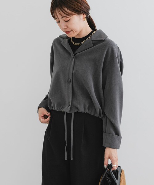URBAN RESEARCH ROSSO（アーバンリサーチロッソ）の「F by ROSSO　オープンカラーシャツジャケット（テーラードジャケット・レディース・MOCHA/GRAY・FREE）」の7枚目の写真