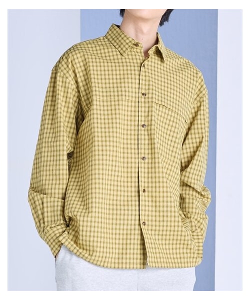 nissen（ニッセン）の「オーバーサイズ長袖チェックシャツ【大きいサイズ有】（シャツ/ブラウス・メンズ・マスタード系/オフホワイト系・M/L/LL/3L/4L/5L/6L/8L/10L）」の11枚目の写真