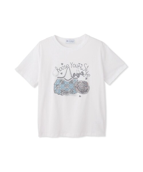 Jayro(ジャイロ)の「ラインストーンデザインTシャツ(Tシャツ/カットソー・レディース・ブラック系/ホワイト系・F)」の3枚目の写真