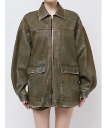 EMODA | ヴィンテージライクオーバーデニムブルゾン(ブルゾン)