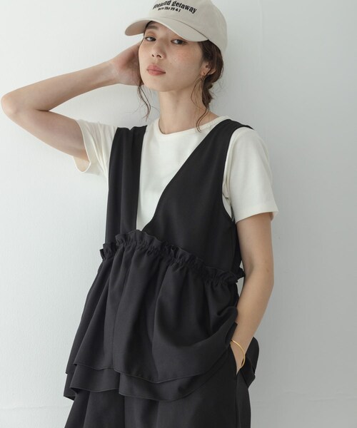 URBAN RESEARCH Sonny Label（アーバンリサーチサニーレーベル）の「ペプラムフリルアソートオールインワン（つなぎ/オールインワン・レディース・ブラック/デニム・36/38）」の6枚目の写真