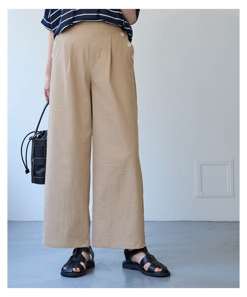 nissen（ニッセン）の「サラチノストレッチワイドパンツ(吸汗速乾・接触冷感・UVカット)＜大きいサイズ有＞（パンツ・レディース・ベージュ/アイボリー/黒/【DROP】カーキ・S/M/L/LL/3L/4L/5L/6L/8L/10L）」の22枚目の写真