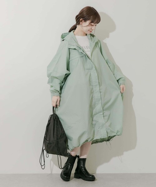 SMELLY（スメリー）の「『WEB限定』because　Mods Poncho（レインコート/ポンチョ・レディース・MNT/GRY/NVY・One）」の2枚目の写真