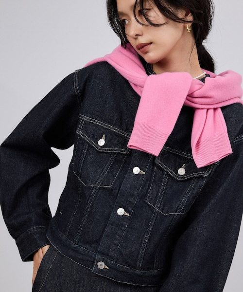 ROPE'(ロペ)の「岡山デニム別注ノーカラージャケット/イージーケア(ノーカラージャケット・レディース・グレー/ネイビー/ブルー・F)」の5枚目の写真