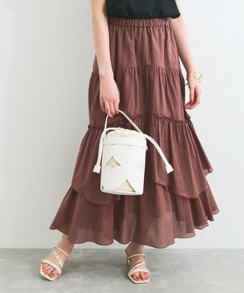 VIS（ビス）の「ボイルティアードスカート（スカート・レディース・ダークブラウン/ブルー系・F）」の9枚目の写真