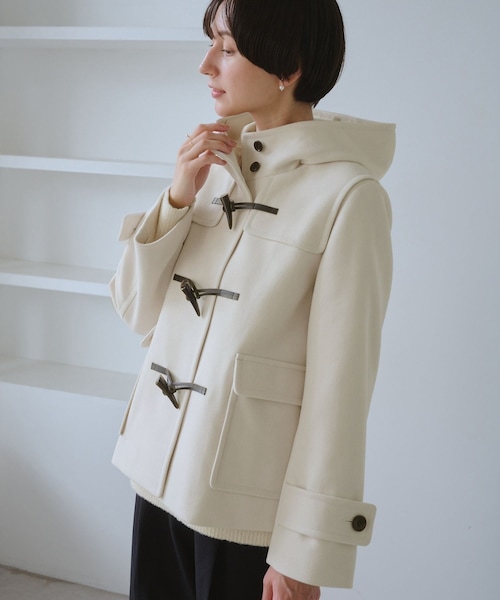 ROPE' PICNIC（ロペピクニック）の「ジャージーメルトンシリーズ ファー付きショートダッフルコート/リンクコーデ（ダッフルコート・レディース・キナリ/ブラウン系/ネイビー・L/M）」の17枚目の写真