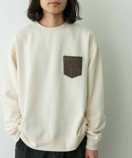 URBAN RESEARCH Sonny Label（アーバンリサーチサニーレーベル）の「HARRIS TWEEDポケットスウェットプルオーバー（スウェット・メンズ・オフ/チャコール/ブラック/ブラウン・M/L）」の6枚目の写真